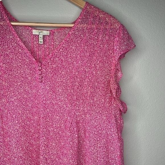 Joie Revolve Macy B Top in Orchid and Porcelain 100% Silk Sheer Size Medium - Picture 5 of 7